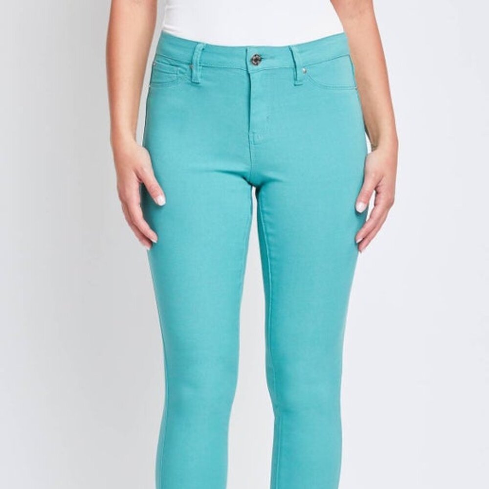 Hyperstretch Mid-Rise Skinny Jean:  Sea Green